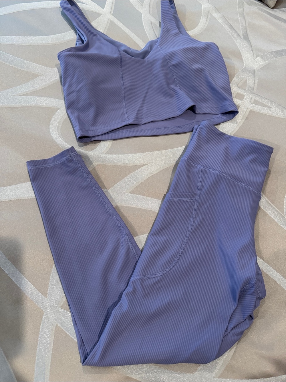 Old Navy Ribbed High-Waist Leggings & Crop Tank Set - Purple